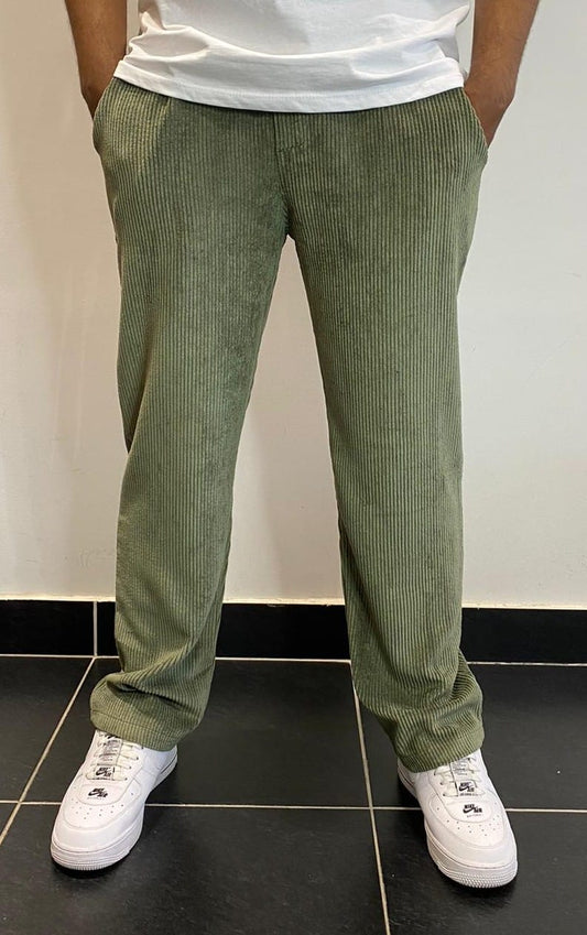 Pantalon Baggy vert en velours