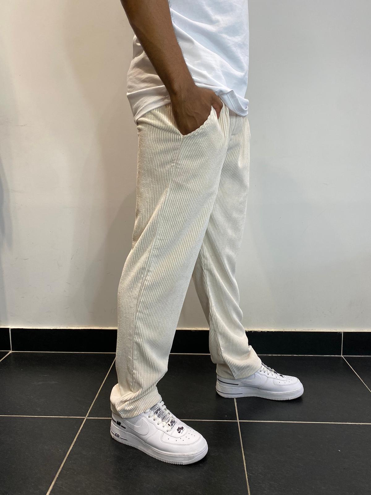 Pantalon Baggy Blanc en velours