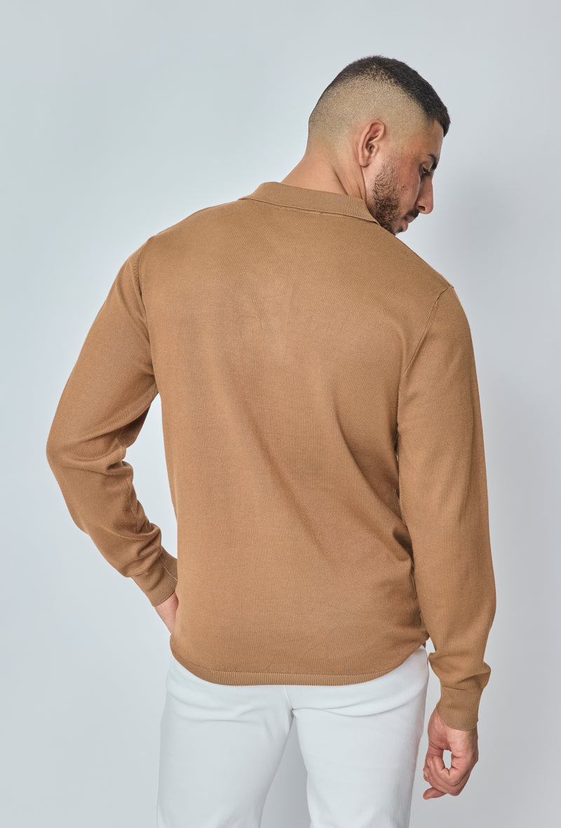 Polo manches longues Camel