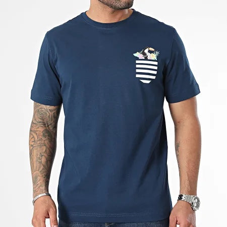 Tee-Shirt Marine Manches courtes pochette Dessin Toucan