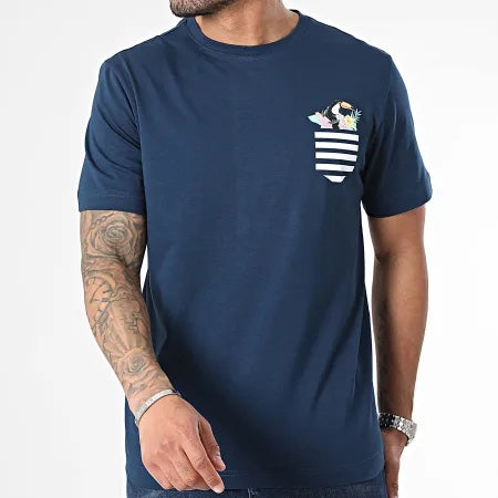 Tee-Shirt Marine Manches courtes pochette Dessin Toucan