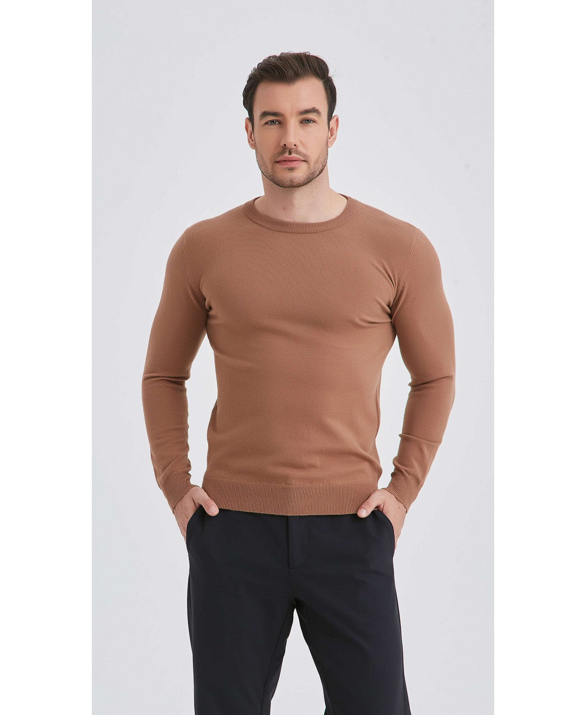 Pull col Rond Camel "cashmere Touch"