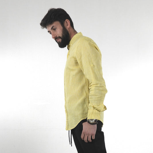 Chemise Jaune en Lin coupe Tailored